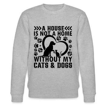 Amoureux des animaux - Une maison n’est pas une maison sans mes chats - Sweat bio CHANGER Stanley/Stella Unisexe - gris chiné - Devant - Nik (191cm) & Marisol (170cm)