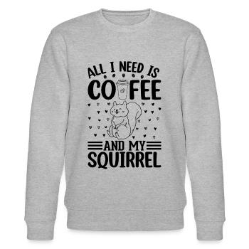 All I Need Is Coffee And My Squirrel Cute Squirrel - Stanley/Stella Unisex Bio-Sweatshirt CHANGER  - Grau meliert - Vorne - Nik (191cm) & Marisol (170cm)
