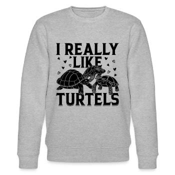 I Really Like Turtles Sea Turtle Lover Cute Turtle - Stanley/Stella Unisex Bio-Sweatshirt CHANGER  - Grau meliert - Vorne - Nik (191cm) & Marisol (170cm)