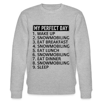 My Perfect Day - Snowmobile Snowmobiling Day Plan - Stanley/Stella Unisex Bio-Sweatshirt CHANGER  - Grau meliert - Vorne - Nik (191cm) & Marisol (170cm)