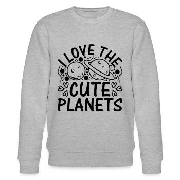 Astronomie Planètes du système solaire - J’aime le mignon P - Sweat bio CHANGER Stanley/Stella Unisexe - gris chiné - Devant - Nik (191cm) & Marisol (170cm)