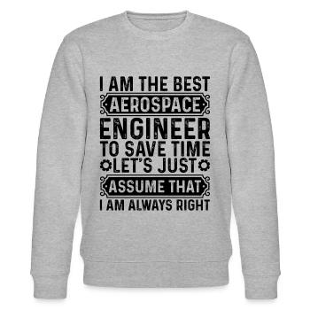 I Am The Best Aerospace Engineer - Stanley/Stella Unisex Bio-Sweatshirt CHANGER  - Grau meliert - Vorne - Nik (191cm) & Marisol (170cm)