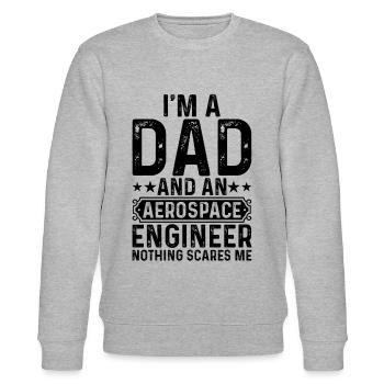 I'm A Dad And An Aerospace Engineer Nothing Scares - Stanley/Stella Unisex Bio-Sweatshirt CHANGER  - Grau meliert - Vorne - Nik (191cm) & Marisol (170cm)