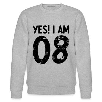 Yes! I Am 8 Years 8 Birthday Kids Space Astronaut - Stanley/Stella Unisex Bio-Sweatshirt CHANGER  - Grau meliert - Vorne - Nik (191cm) & Marisol (170cm)