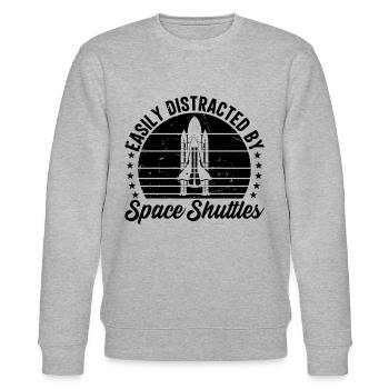 Space Travel Space Ship Easily Distracted By Space - Stanley/Stella CHANGER Unisex Organic Sweatshirt - heather grey - Front - Nik (191cm) & Marisol (170cm)