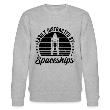 Space Travel Space Ship - Easily Distracted By Spa - Stanley/Stella CHANGER Unisex Organic Sweatshirt - heather grey - Front - Nik (191cm) & Marisol (170cm)