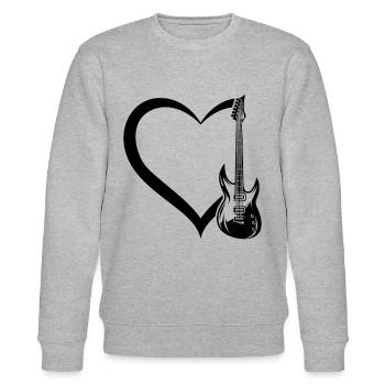 Bass Guitar Player Guitar Heart Guitar Player Bass - Stanley/Stella Unisex Bio-Sweatshirt CHANGER  - Grau meliert - Vorne - Nik (191cm) & Marisol (170cm)