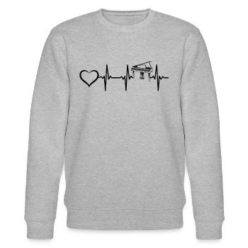Piano Heartbeat Heart Piano ECG Heartbeat Piano - Sweat bio CHANGER Stanley/Stella Unisexe - gris chiné - Devant - Nik (191cm) & Marisol (170cm)