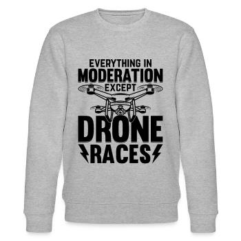 Drone Pilot - Tout avec modération sauf Dron - Sweat bio CHANGER Stanley/Stella Unisexe - gris chiné - Devant - Nik (191cm) & Marisol (170cm)