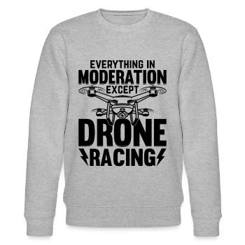 Drone Pilot - Tout avec modération sauf Dron - Sweat bio CHANGER Stanley/Stella Unisexe - gris chiné - Devant - Nik (191cm) & Marisol (170cm)