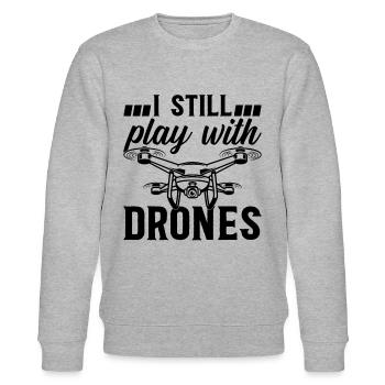 Drone Quadcopter Drone Pilot - Je joue toujours avec D - Sweat bio CHANGER Stanley/Stella Unisexe - gris chiné - Devant - Nik (191cm) & Marisol (170cm)