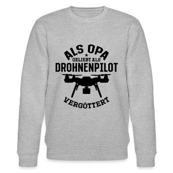 Als Opa geliebt als Drohnenpilot vergöttert - Dro - Stanley/Stella Unisex Bio-Sweatshirt CHANGER  - Grau meliert - Vorne - Nik (191cm) & Marisol (170cm)