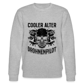 Quadrocopter Drohne Pilot - Cooler Alter Drohnenpi - Stanley/Stella Unisex Bio-Sweatshirt CHANGER  - Grau meliert - Vorne - Nik (191cm) & Marisol (170cm)