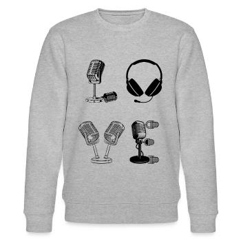 Podcast LOVE Podcast Lover Podcasting Podcaster Po - Stanley/Stella Unisex Bio-Sweatshirt CHANGER  - Grau meliert - Vorne - Nik (191cm) & Marisol (170cm)