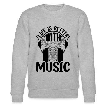 Life Is Better With Music - Guitar Player - Stanley/Stella Unisex Bio-Sweatshirt CHANGER  - Grau meliert - Vorne - Nik (191cm) & Marisol (170cm)