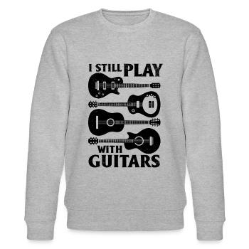 Je joue toujours avec des guitares - basse guitare électrique G - Sweat bio CHANGER Stanley/Stella Unisexe - gris chiné - Devant - Nik (191cm) & Marisol (170cm)