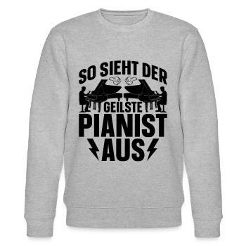 So sieht der Geilste Pianist aus - Klavierspieler - Stanley/Stella Unisex Bio-Sweatshirt CHANGER  - Grau meliert - Vorne - Nik (191cm) & Marisol (170cm)
