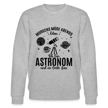 Morgens müde Abends blau Ich bin Astronom und ne - Stanley/Stella Unisex Bio-Sweatshirt CHANGER  - Grau meliert - Vorne - Nik (191cm) & Marisol (170cm)