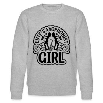 Cute Saxophonist Girl Saxophone Player Girl Saxoph - Stanley/Stella Unisex Bio-Sweatshirt CHANGER  - Grau meliert - Vorne - Nik (191cm) & Marisol (170cm)