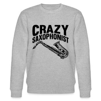 Saxophoniste fou Meilleur saxophoniste Love Saxop - Sweat bio CHANGER Stanley/Stella Unisexe - gris chiné - Devant - Nik (191cm) & Marisol (170cm)