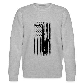 Saxophone America Flag Saxophonist Saxophone Instr - Stanley/Stella Unisex Bio-Sweatshirt CHANGER  - Grau meliert - Vorne - Nik (191cm) & Marisol (170cm)