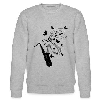 Saxophone Butterflies Saxophone Musician Saxophone - Stanley/Stella Unisex Bio-Sweatshirt CHANGER  - Grau meliert - Vorne - Nik (191cm) & Marisol (170cm)
