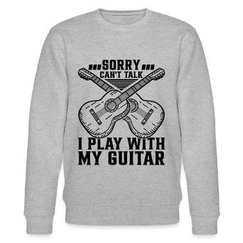 Guitar Player - Sorry Can't Talk I Play With My Gu - Stanley/Stella Unisex Bio-Sweatshirt CHANGER  - Grau meliert - Vorne - Nik (191cm) & Marisol (170cm)