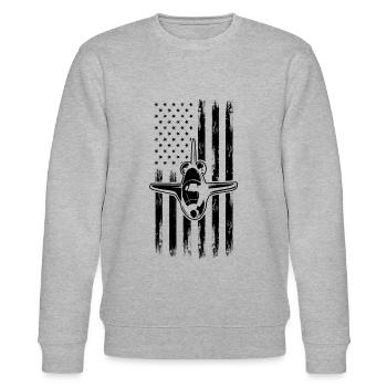 Space Exploration Aerospace Space Travel USA Flag - Stanley/Stella Unisex Bio-Sweatshirt CHANGER  - Grau meliert - Vorne - Nik (191cm) & Marisol (170cm)