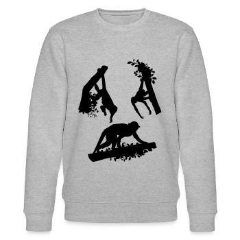 Orangutan Monkey Chimpanzee Monkey Flowers Monkeys - Stanley/Stella Unisex Bio-Sweatshirt CHANGER  - Grau meliert - Vorne - Nik (191cm) & Marisol (170cm)