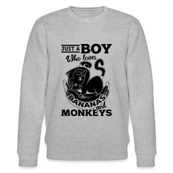 Orangutan Monkey - Just A Boy Who Loves Bananas an - Stanley/Stella CHANGER Unisex Organic Sweatshirt - heather grey - Front - Nik (191cm) & Marisol (170cm)