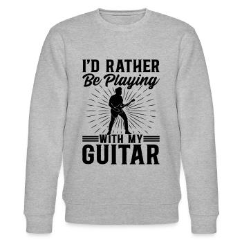 I'd Rather Be Playing With My Guitar I Bass Guitar - Stanley/Stella Unisex Bio-Sweatshirt CHANGER  - Grau meliert - Vorne - Nik (191cm) & Marisol (170cm)