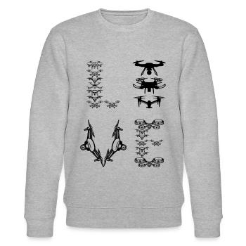 Drone LOVE Drone Lover Quadcopter Drone - Stanley/Stella CHANGER Unisex Organic Sweatshirt - heather grey - Front - Nik (191cm) & Marisol (170cm)
