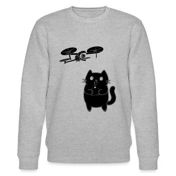 Cat Drone Pilot - Drone Racing Drone Pilot Cat Lov - Stanley/Stella CHANGER Unisex Organic Sweatshirt - heather grey - Front - Nik (191cm) & Marisol (170cm)