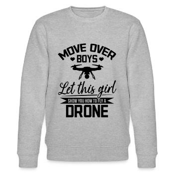 Drone Pilot Lady - Quadcopter Drone Pilot Girls - Sweat bio CHANGER Stanley/Stella Unisexe - gris chiné - Devant - Nik (191cm) & Marisol (170cm)