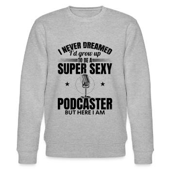 Podcast Host Podcasting - Super Sexy Podcaster - Stanley/Stella Unisex Bio-Sweatshirt CHANGER  - Grau meliert - Vorne - Nik (191cm) & Marisol (170cm)