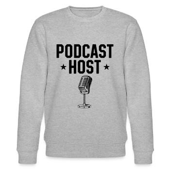 Podcast Host - Podcaster Podcasting Microphone Pod - Stanley/Stella Unisex Bio-Sweatshirt CHANGER  - Grau meliert - Vorne - Nik (191cm) & Marisol (170cm)