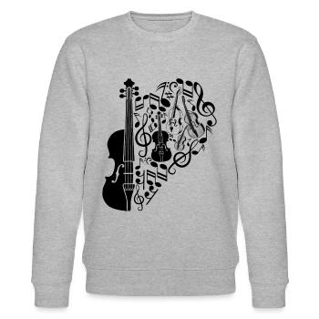 Double Bass Player - Double Bass Instrument - Stanley/Stella Unisex Bio-Sweatshirt CHANGER  - Grau meliert - Vorne - Nik (191cm) & Marisol (170cm)