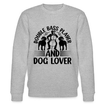 Contrebassiste et amateur de chien Double Bass Lover - Sweat bio CHANGER Stanley/Stella Unisexe - gris chiné - Devant - Nik (191cm) & Marisol (170cm)
