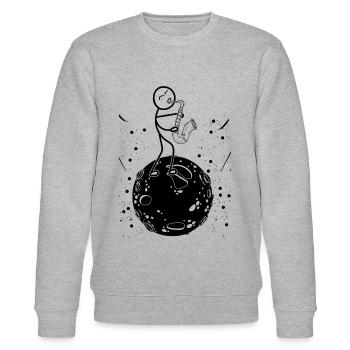 Saxophone Stick Figure On Planet Playing Saxophone - Stanley/Stella Unisex Bio-Sweatshirt CHANGER  - Grau meliert - Vorne - Nik (191cm) & Marisol (170cm)