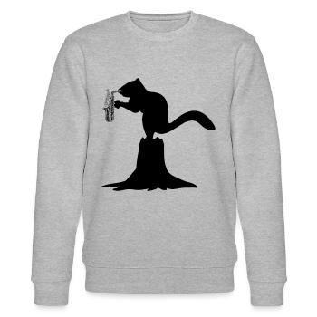 Squirrel Saxophone Player Squirrel Saxophonist - Stanley/Stella Unisex Bio-Sweatshirt CHANGER  - Grau meliert - Vorne - Nik (191cm) & Marisol (170cm)