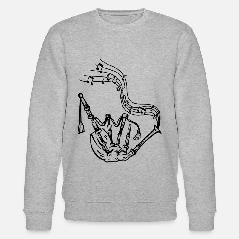 Bagpipe With Music Notes Bagpipe Musician Bagpiper - Stanley/Stella Unisex Bio-Sweatshirt CHANGER  - Grau meliert
