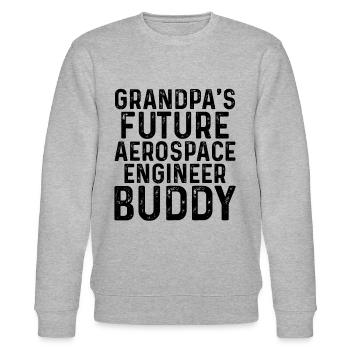 Grandpa's Future Aerospace Engineer Buddy - Stanley/Stella Unisex Bio-Sweatshirt CHANGER  - Grau meliert - Vorne - Nik (191cm) & Marisol (170cm)