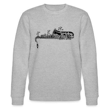 Funny Saxophonist Stick Figure Saxophone Player - Stanley/Stella Unisex Bio-Sweatshirt CHANGER  - Grau meliert - Vorne - Nik (191cm) & Marisol (170cm)