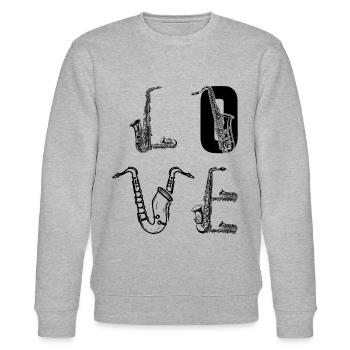 LOVE Saxophone Instrument Saxophonist Saxophone Pl - Stanley/Stella Unisex Bio-Sweatshirt CHANGER  - Grau meliert - Vorne - Nik (191cm) & Marisol (170cm)