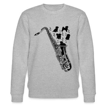 Funny Saxophone Dogs Saxophone Player Saxophonist - Stanley/Stella Unisex Bio-Sweatshirt CHANGER  - Grau meliert - Vorne - Nik (191cm) & Marisol (170cm)