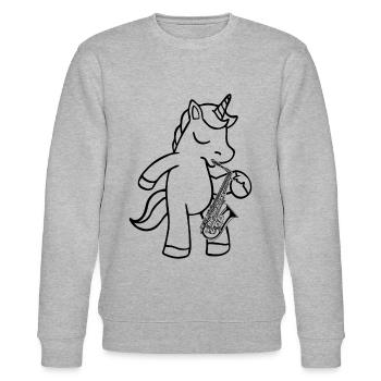 Unicorn Saxophone Player Saxophonist Unicorn - Stanley/Stella Unisex Bio-Sweatshirt CHANGER  - Grau meliert - Vorne - Nik (191cm) & Marisol (170cm)