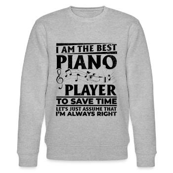 I Am The Best Piano Player - Funny Piano Player - Stanley/Stella Unisex Bio-Sweatshirt CHANGER  - Grau meliert - Vorne - Nik (191cm) & Marisol (170cm)