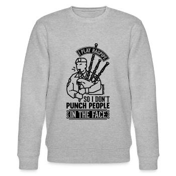 I Play Bagpipe So I Don't Punch People In The Face - Stanley/Stella Unisex Bio-Sweatshirt CHANGER  - Grau meliert - Vorne - Nik (191cm) & Marisol (170cm)