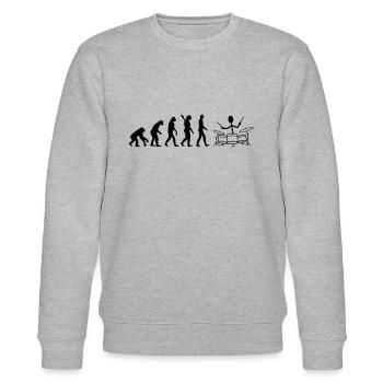 Drummer Evolution Funny Stick Figure Drummer - Sweat bio CHANGER Stanley/Stella Unisexe - gris chiné - Devant - Nik (191cm) & Marisol (170cm)