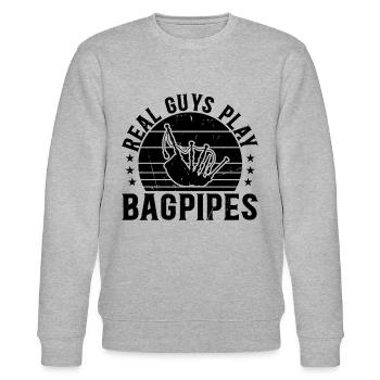 Real Guys Play Bagpipes - Bagpipe Player - Stanley/Stella Unisex Bio-Sweatshirt CHANGER  - Grau meliert - Vorne - Nik (191cm) & Marisol (170cm)